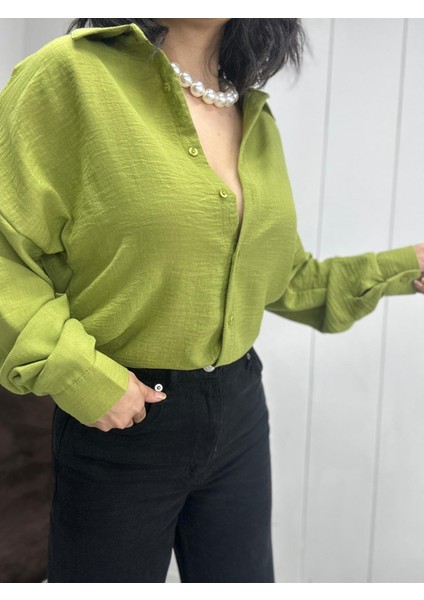 Kadın Oversize Keten Gömlek