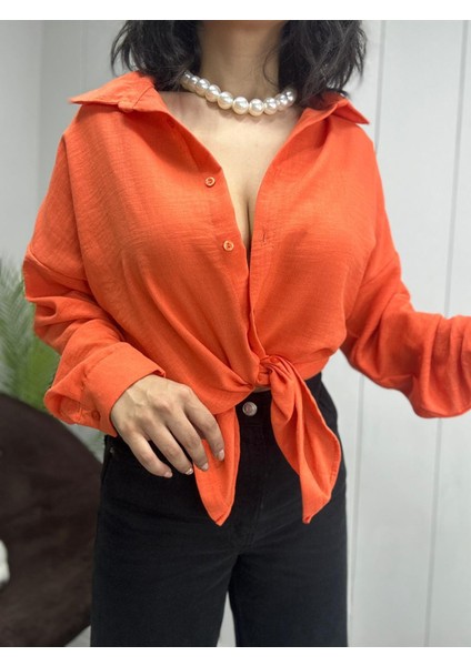 Kadın Oversize Keten Gömlek