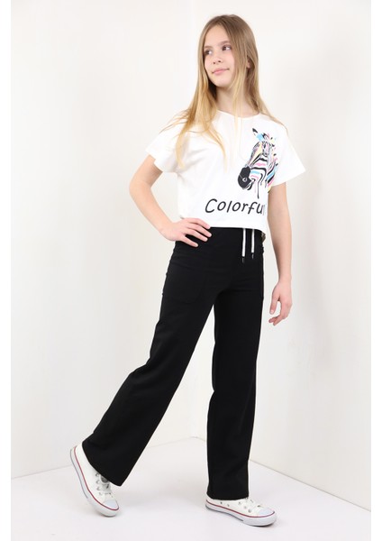 Toontoy Kız Çocuk Colorful Zebra Baskılı Eşofman Takım