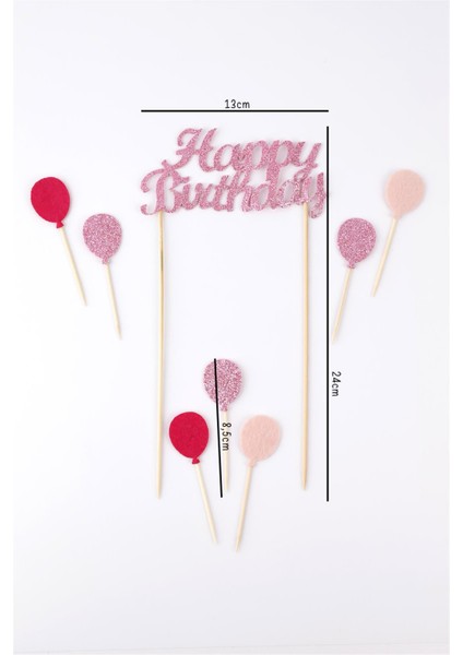 Pembe Happy Birthday Balon Pasta Süsü indirimleri