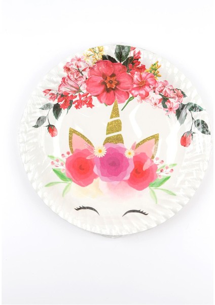Beyaz Unicorn Baskılı 8'li Tabak Bardak Set fiyatları
