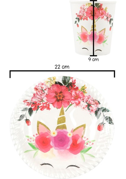 Beyaz Unicorn Baskılı 8'li Tabak Bardak Set fırsatları