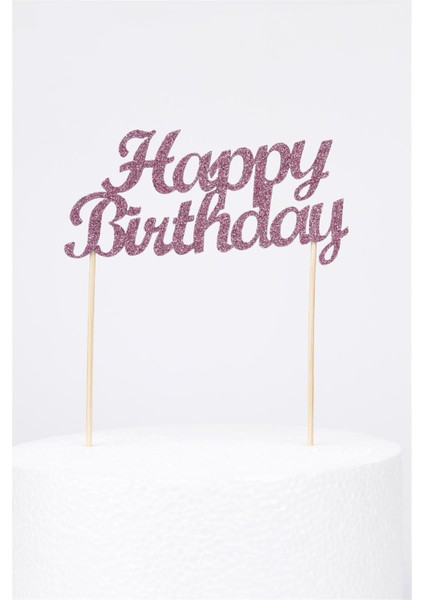 Lila Happy Birthday Yıldız Pasta Süsü modelleri