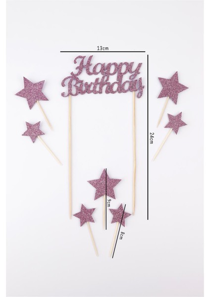 Lila Happy Birthday Yıldız Pasta Süsü indirimleri