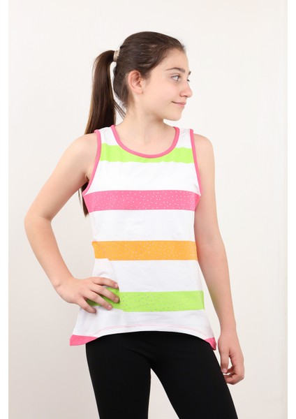 Toontoy Kız Çocuk Atlet Taş Işlemeli Baskılı