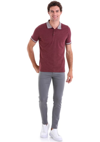 Bordo Regular Fit Düz Pamuklu Polo Yaka Tişört fırsatları