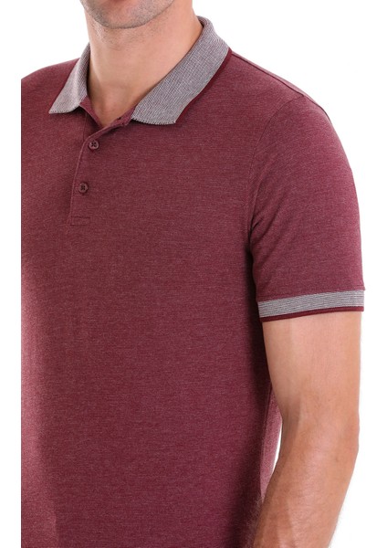 Bordo Regular Fit Düz Pamuklu Polo Yaka Tişört indirimleri