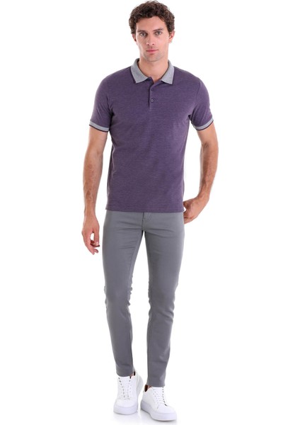 Mürdüm Regular Fit Düz Pamuklu Polo Yaka Tişört