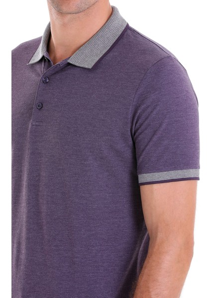 Mürdüm Regular Fit Düz Pamuklu Polo Yaka Tişört