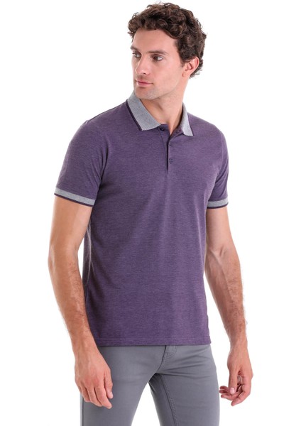 Mürdüm Regular Fit Düz Pamuklu Polo Yaka Tişört
