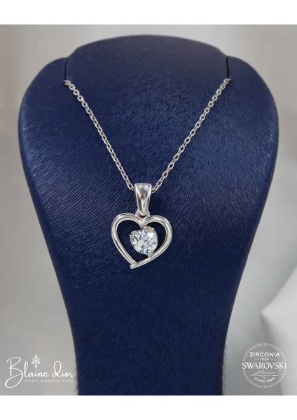 Swarovski Kalp Kolye | 925 Ayar Gerçek Gümüş | Swarovski Zirkon fırsatları