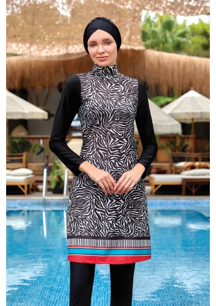 Adesea Kadın Uzun Kollu Likralı Tam Kapalı Tesettür Mayo