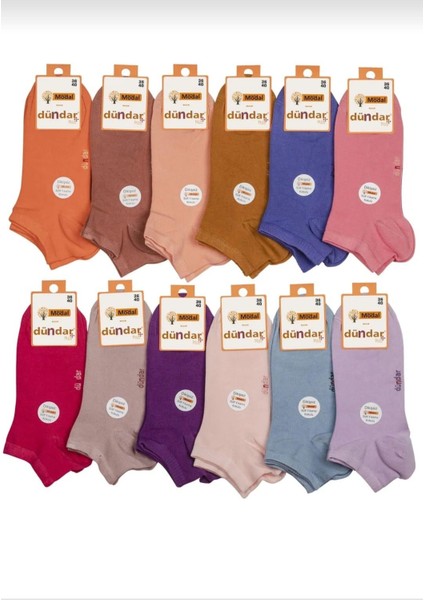 4506 Bayan Modal Plus Patik Pastel Karışık Renkli Çorap 12 Adet