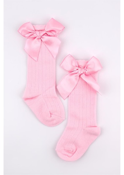 Pembe Kurdeleli Kız Çocuk Çorap