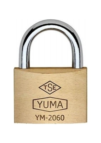Yuma Standart Pirinç Asma Kilit 60 mm Çift Yönlü Gümüş - Beyaz 1 Adet