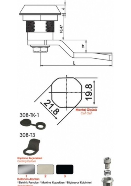 Sermak Yaylı Pano Kilidi 308 1 Gri