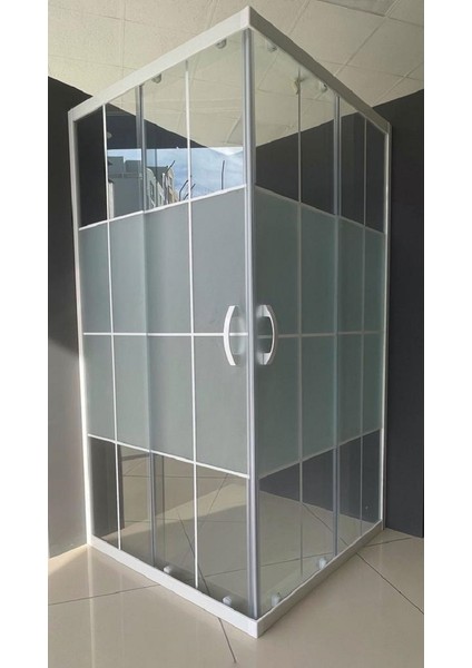 Duşakabin Kare 5mm Orta Buzlu Beyaz Çizgi Yükseklik 190CM fırsatları