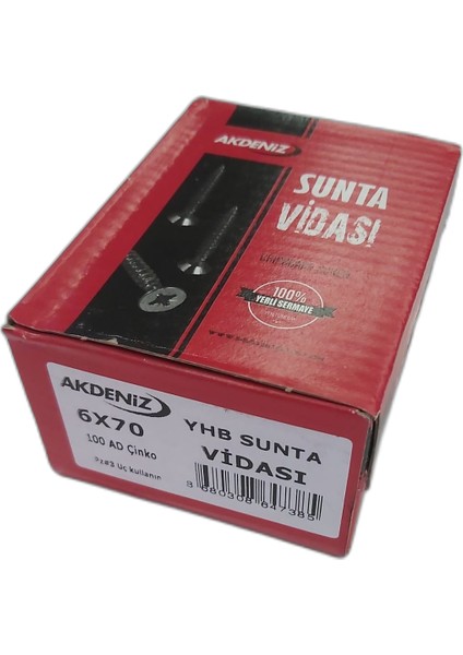 6×70 Sunta Vidası 100 Adet Çinko