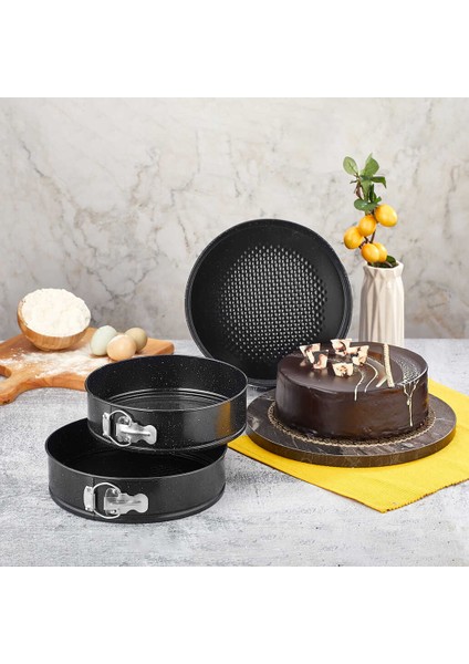 Polo Chef Planeta Granit Kelepçeli Kek Kalıbı Takımı - 3 Lü Kek Kalıbı Seti Siyah fiyatları