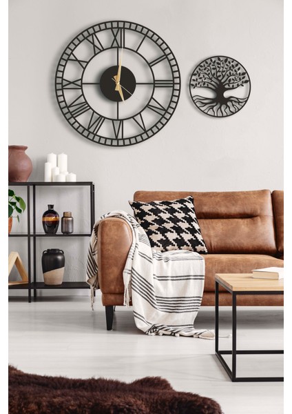Dekoratif Duvar Saati 50X50CM + Yaşam Ağacı Tablo