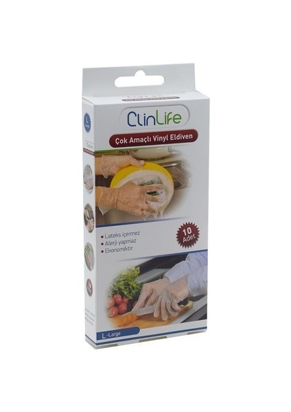Vinil 10'lu Eldiven L Beden