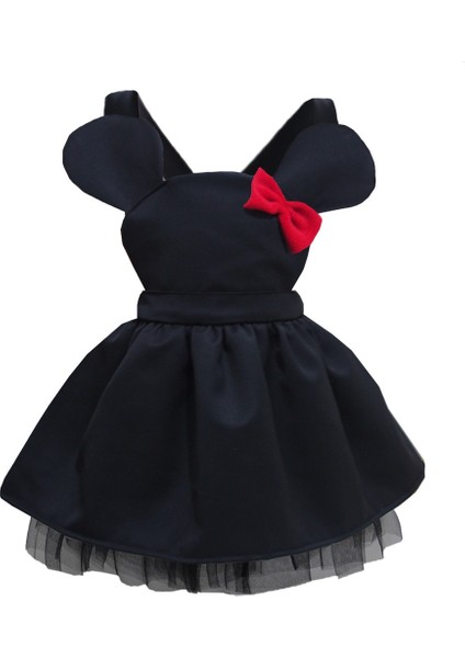 Kız Çocuk Elbise Siyah Sevimli Mini 5-10 Yaş