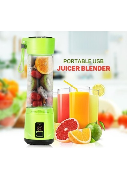 Portatif Taşınabilir El Blender 380 Ml Usb Şarjlı Yeşil (3791)