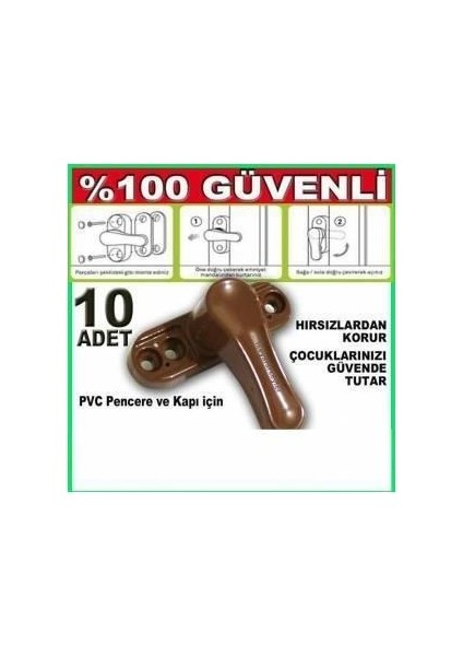 10 Adet Full Metal Kilit Pvc Ahşap Doğrama Çocuk Emniyet Kilidi Kahverengi Yüksek Güvenlikli Koruma