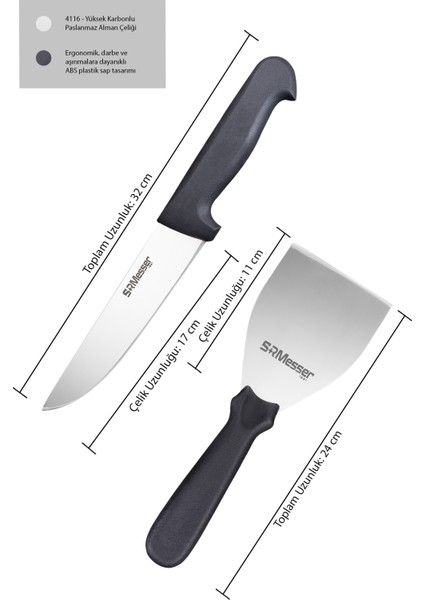 Mutfak Bıçağı No 2 ve Spatula Gıda Börek Dilimleyici