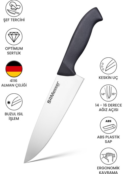 Şef Bıçağı, Soğan Satırı ve Spatula Profesyonel 3 Lü Set