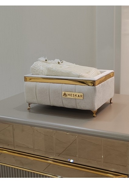 Altın Şeritli Modern Banyo Havlu Kutusu - Portatif Havluluk modelleri