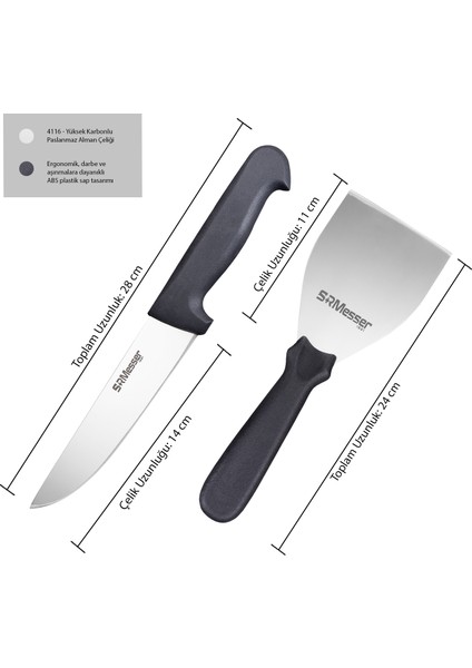 Mutfak Bıçağı No 1 ve Spatula Gıda Börek Dilimleyici