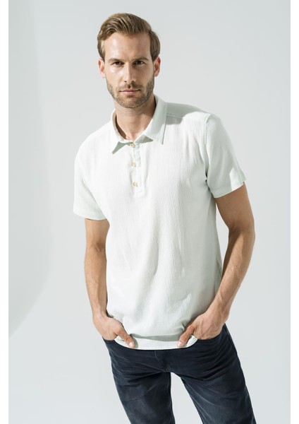 Organik 3 Düğmeli Kısa Kol Su Yeşili Gömlek modelleri