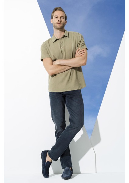 Organik 3 Düğmeli Kısa Kol Haki Gömlek indirimleri