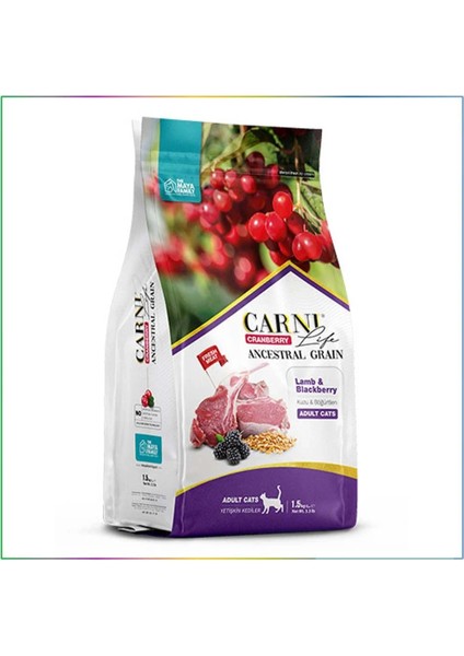 Life Kızılcık Kuzu Etli ve Böğürtlenli Yetişkin Kedi Maması 1.5 kg