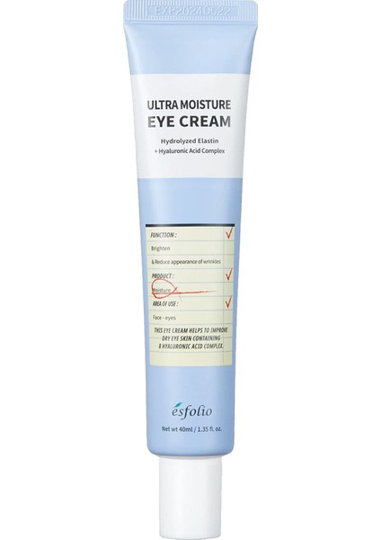 5 Çeşit Hyalüronik Asit Içeren Nemlendirici Göz Kremi Ultra Moisture Eye Cream 40 ml