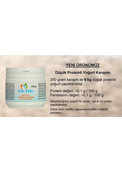 Vie Life Düşük Proteinli Yoğurt Karışımı 250 gr