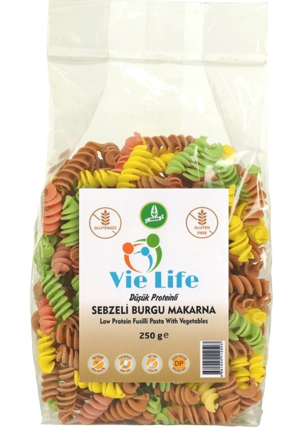 Vie Life Düşük Proteinli Sebzeli Burgu Makarna 250  gr