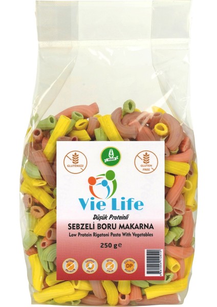 Vie Life Düşük Proteinli Sebzeli Boru Makarna 250  gr