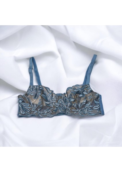 Süsen Lingerie Bebek Mavisi Sütyen Set, Iç Giyim, Desenli Transparan Iç Giyim, Çeyiz, Günlük Iç Giyim, Özel Gün