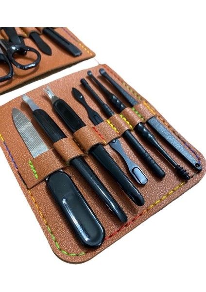 Kahverengi Deri Çantalı 12 Parça Manikür Pedikür Seti fiyatları