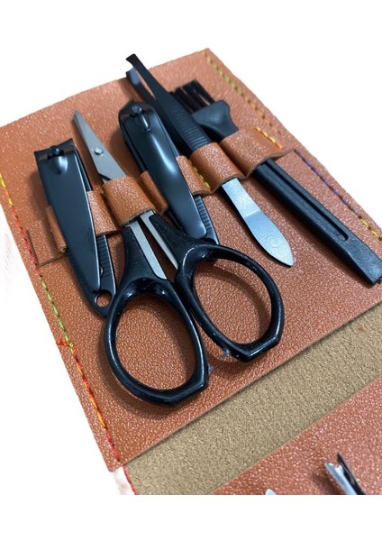 Kahverengi Deri Çantalı 12 Parça Manikür Pedikür Seti modelleri