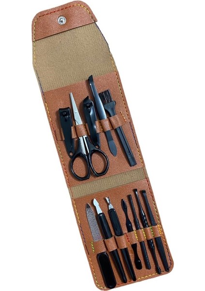 Kahverengi Deri Çantalı 12 Parça Manikür Pedikür Seti indirimleri