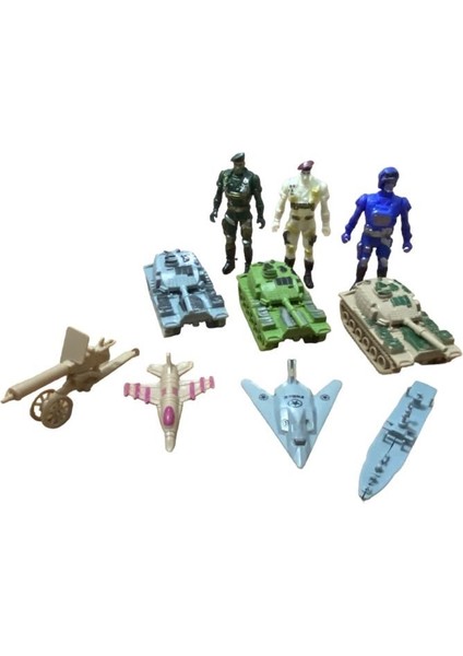 Komando Asker 11 Parça Oyun Seti / Asker, Tank, Uçak, Gemi, Top Arabası Komple Set