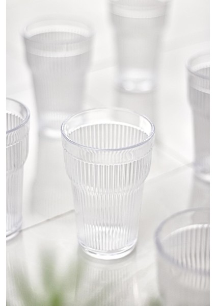 Akrilik Şeffaf 6'lı Uzun Bardak & Su Meşrubat Bardağı 400 ml
