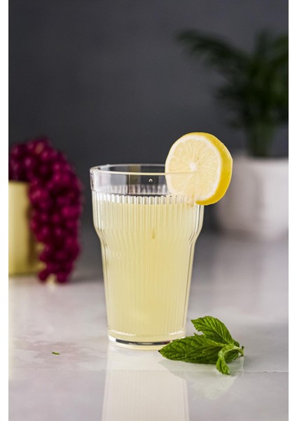 Akrilik Şeffaf 6'lı Uzun Bardak & Su Meşrubat Bardağı 400 ml