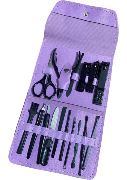 Mor Deri Çantalı 16 Parça Manikür Pedikür Seti modelleri