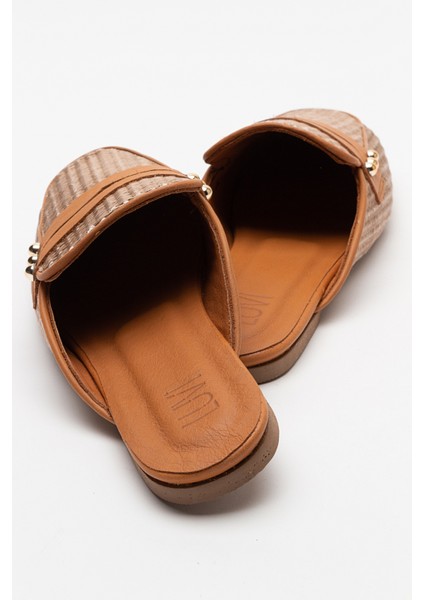 165 Hakiki Deri Kahve Hasır Kadın Terlik indirimleri