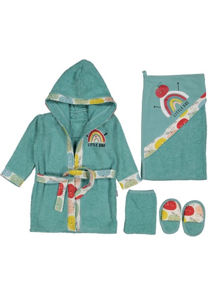 230116 Unısex Bebek Little One Koyu Mint Beşli Bornoz Seti (12 Ay)