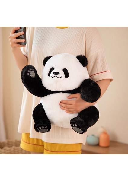 30CM Sevimli Panda Peluş Oyuncak - Siyah / Beyaz (Yurt Dışından)